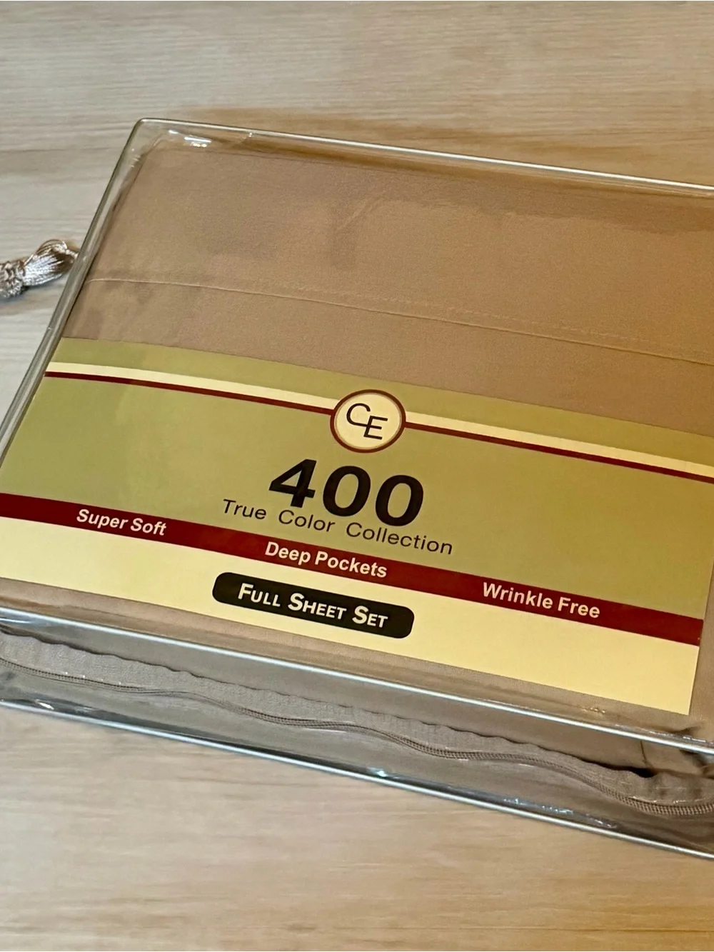 CE 400 Thread Count Full Sheet Set Taupe Brown Deep Pocket Wrinkle Free New